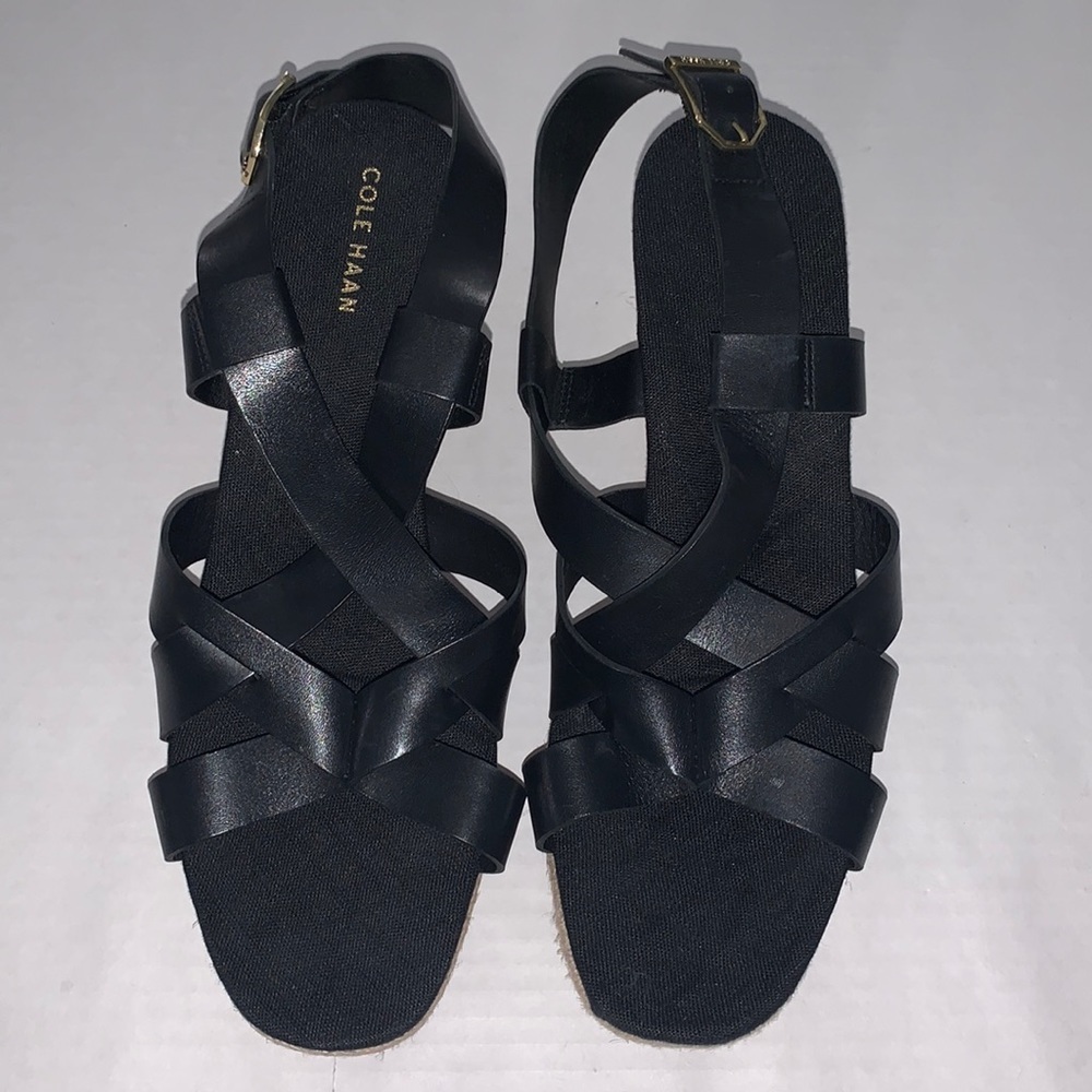 Cole Haan Wedge Black Sandal  Size 8.5B